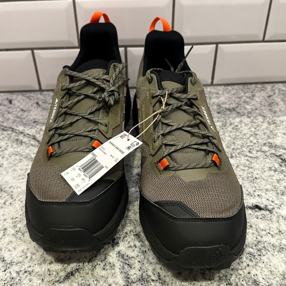 Adidas Terrex AX4 Wide Men's Hiking Trail Shoes Olive Green Orange Sz 14 - Picture 2 of 9